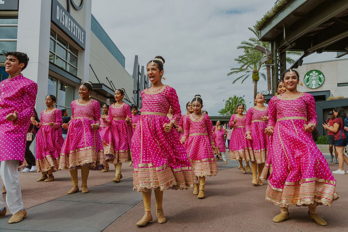 A studio dancing in the Diwali parade